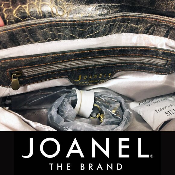 Joanel silver alligator grey purse brass clasps shoulder strap included "NEW" - Picture 4 of 4